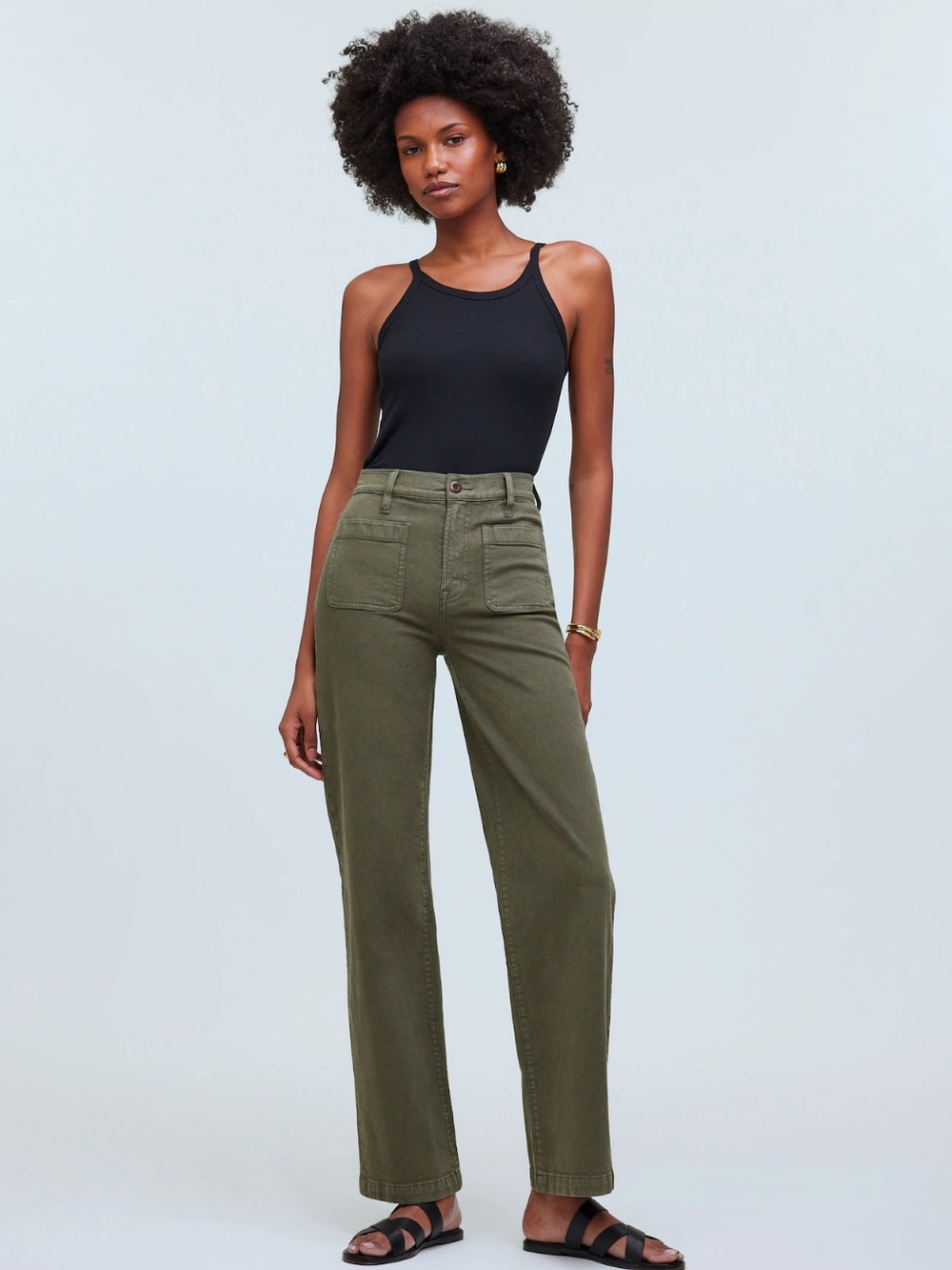 Madewell The Emmett Wide-Leg Pant: Patch Pocket Edition Green Size 28